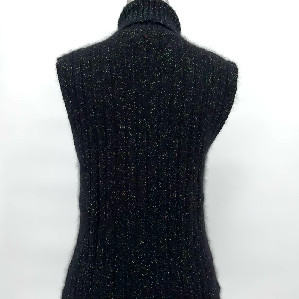 PRONTO MODA Metallic Speckled Silk/Angora/Lambswool Sleeveless Turtleneck - Picture 2 of 9